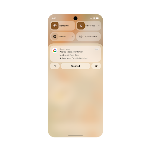 Three notifications from the Google Home app bundled together into a single card.